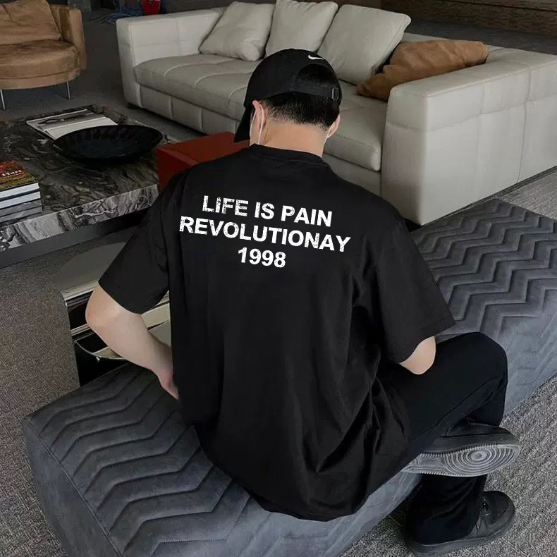 Lifeispain Crack Growth Crack1998 Letter Print Unisex Couple American Retro Short Sleeve T-Shirt