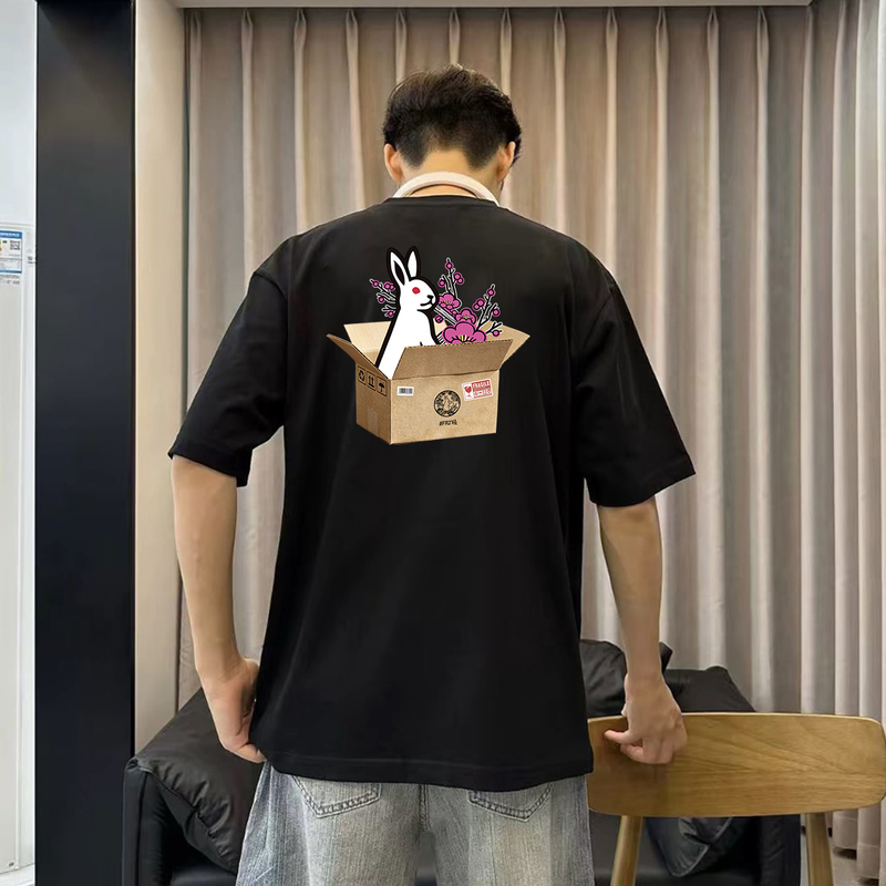 # Fr2 Hong Kong Mei Store Limited Edition Carton Rabbit Print Unisex Couple American Retro Loose Short-Sleeve T-Shirt