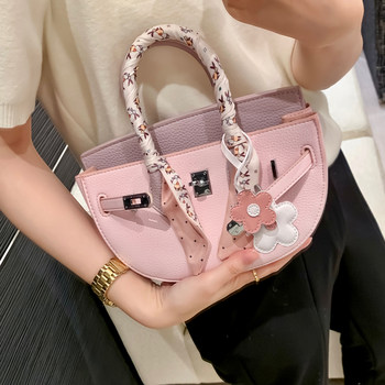 Dongsheng contrast color flower semicircle platinum bag 2022 new women's bag messenger one shoulder portable fashion tote bag