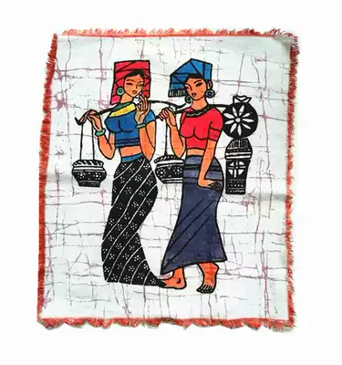 Guizhou Yunnan ethnic handicrafts batik painting dyeing ice pattern art printing kindergarten dining room tea house homestay decoration