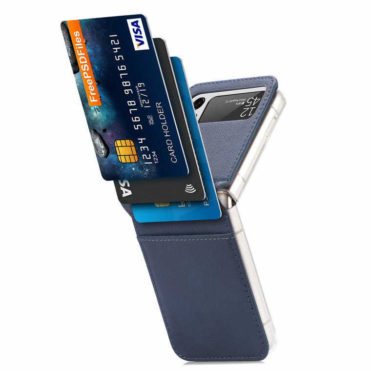 Z Flip4 F7210 Synthetic Leather Card Holder Samsung Phone Case