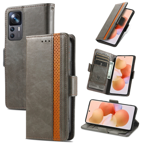 Gray — Wallets Folio Flip Two Tone Magnetic Synthetic Leather Card Holder Folding Stand K50, K50 Pro, K50 Ultra, 12T, 12T Pro