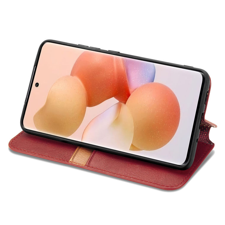 Wallets Folio Flip Blocks Embossed Synthetic Leather Card Holder Folding Stand K50, K50 Pro, K50 Ultra, 12T, 12T Pro Phone