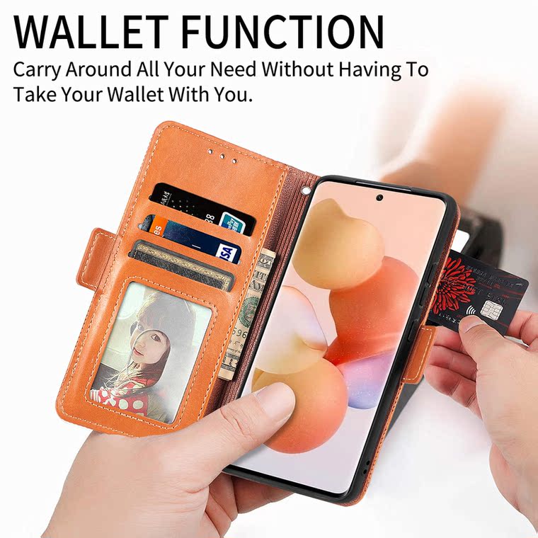 Diamond Pattern Wallets Folio Flip Magnetic Synthetic Leather Card Holder Folding Stand 12T, 12T Pro Phone Case