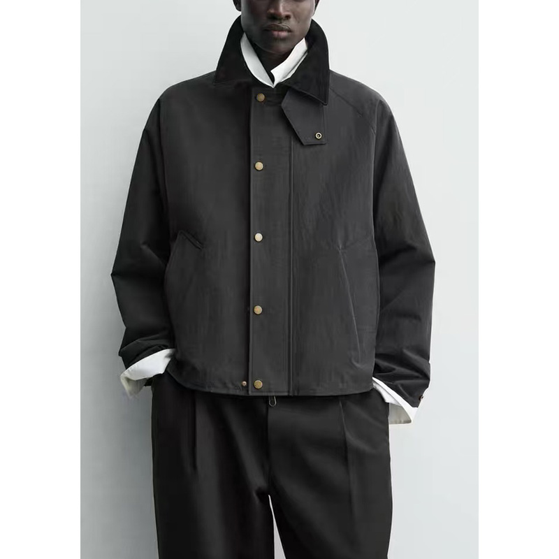 Hm&Zr New Winter Products Men's Clothing Patchwork Leather Lapel Short Jacket Cool and Stylish 8281102 800 Hm&Zr New Winter Products Men's Clothing Patchwork Leather Lapel Short Jacket Cool and Stylish 8281102 800
