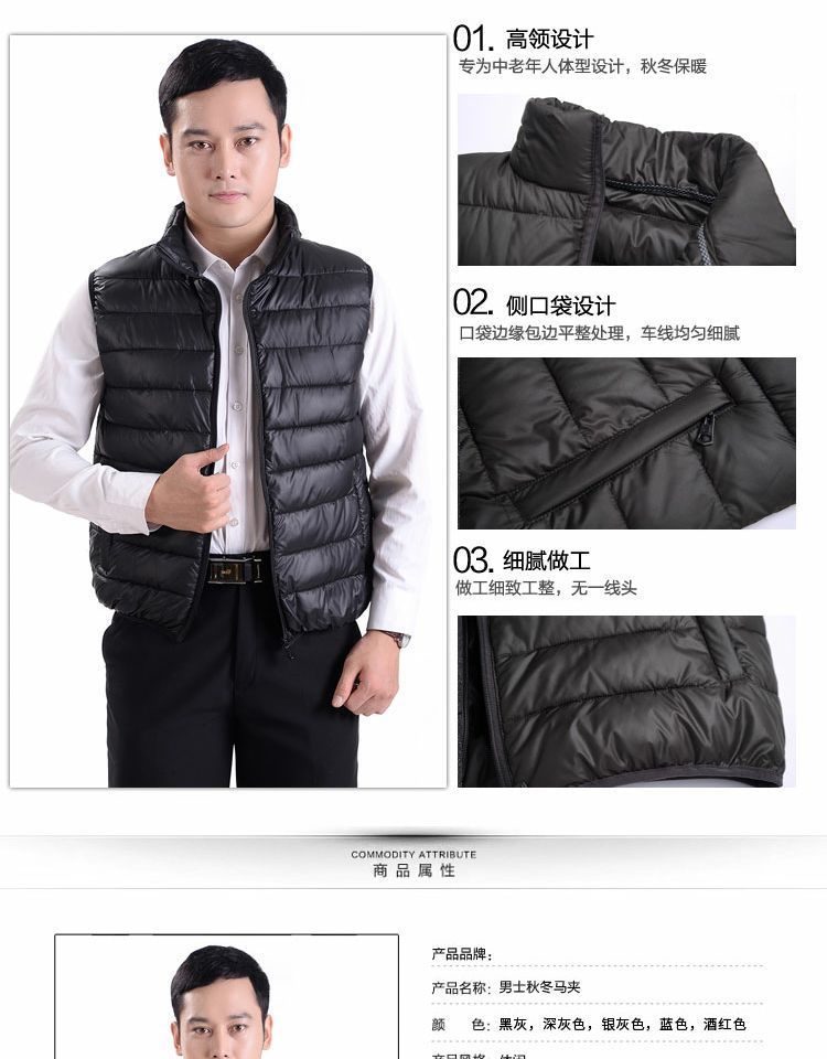 Mùa thu và mùa đông nam xuống cotton vest nam nhẹ vest vai đứng vest kích thước lớn ấm áo vest lỏng áo khoác blazer nam hàn quốc