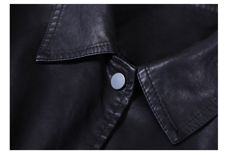 Кожаная куртка 品牌剪标品牌撤柜外贸大牌女装春秋韩版大码文艺暗扣皮衣短款外套 OTHER