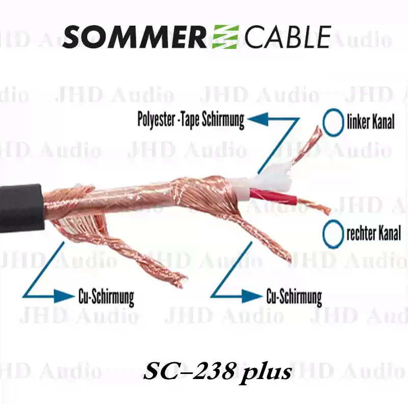 德国SOMMER CABLE GALILEO 238 PLUS话筒线2芯屏蔽音频讯号传输线1米