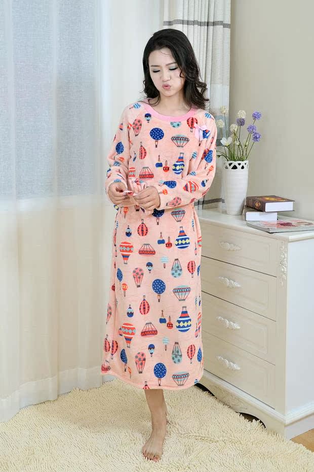 Mùa thu và mùa đông dễ thương nhung nhung váy ngủ cộng với tay áo dài flannel áo choàng ấm áo tắm lỏng đồ ngủ phụ nữ dày đồ ngủ gợi cảm