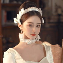 Bride Japanese and Korean headdress flower Korean wedding dress hairband accessories Bow simple temperament super fairy hair jewelry