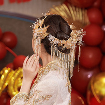 Chinese bride headwear flower making liquid antique beautiful tassel back area handmade costume caramel colored glazed flower hair jewelry