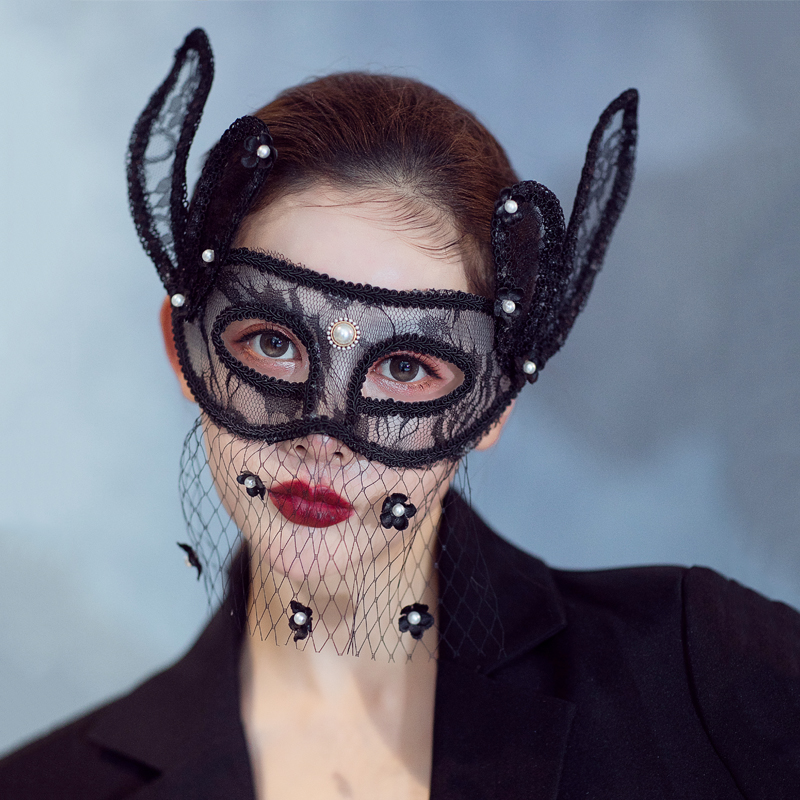 Sexy Adult Mask Makeup Balls Black ears Fancy Flowers Online Dress Fashion Personality Trend Sexy Party Fake Face