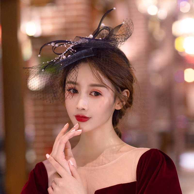 Stage Performance Hair Accessories Photo Writing Genuine Black Hardnet Yarn Hairpin Hime Hair Style Elegant Dress Dinner Hair Accessories