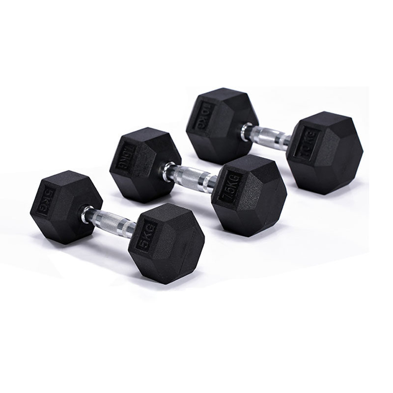 Gym dumbbell commercial hexagonal dumbbell rack set combination cast iron solid rubber 15kg men's fitness home