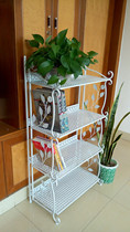 European-style iron bookshelf living room storage rack storage rack bathroom storage rack multi-level floor balcony flower stand flower stand