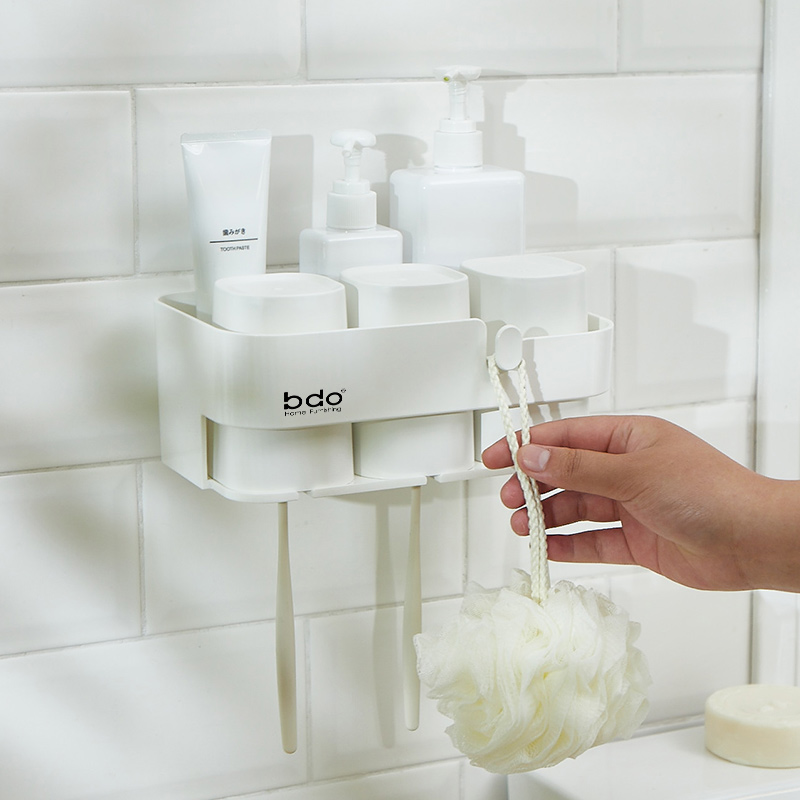 Toothbrush frame without punch mouthwash cup brush toilet toilet wall suction wall type three mouth home tooth suit