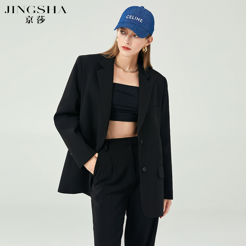 Suit jacket women's black spring and autumn new 2023 European hot style fashion loose version high-end small suit jacket