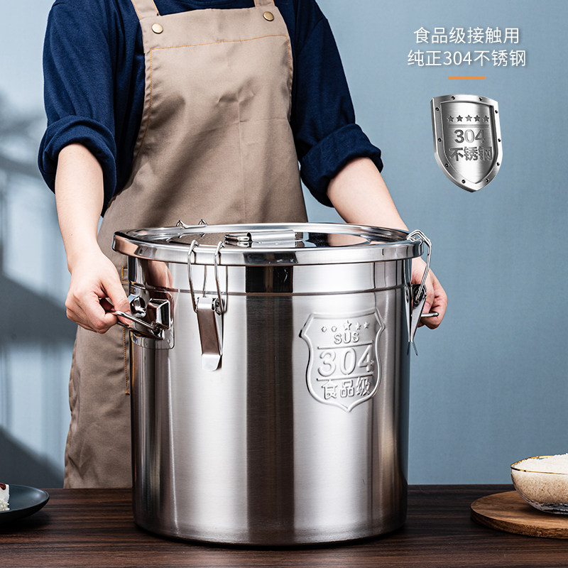 Food grade 304 stainless steel storage rice box sealed containing barrel storage tank dining barrel freshness barrel high boiler moisture-proof