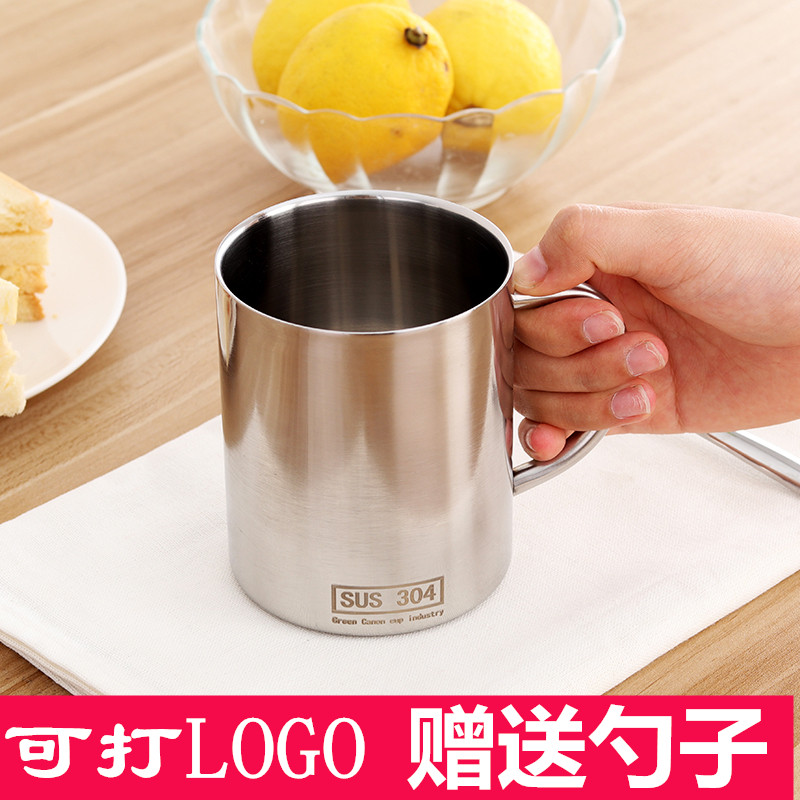 304 stainless steel mug with handle office milk coffee cup anti-fall cold drink beer double layer water cup