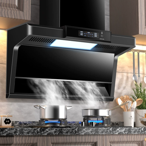 Хорошая леди качает домик дома кухня большая всасывающая сила небольшая 7 -образная сельская топ -вершина с двойным поглощением капюшона