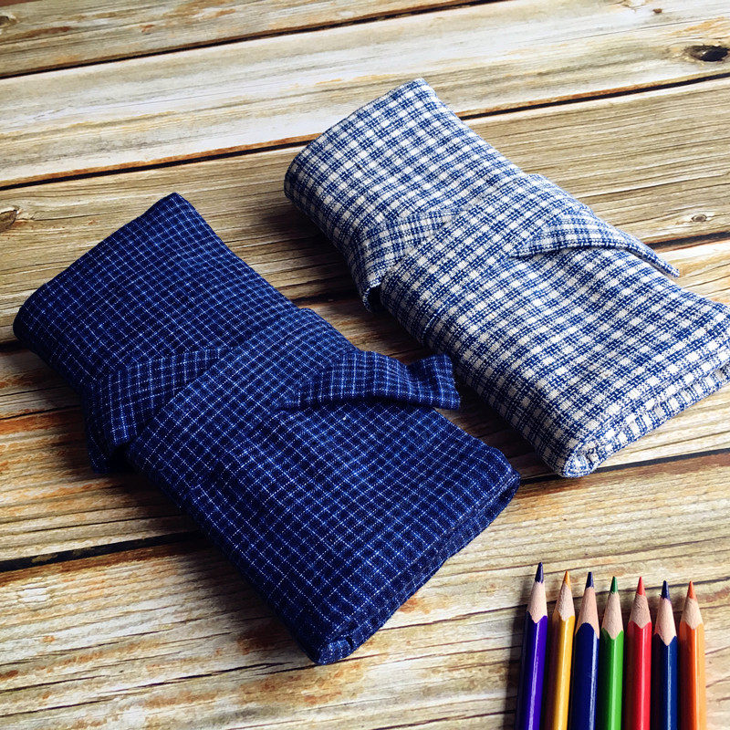 Original Cotton thickened hand-knit old coarse cloth pen bag Creative retro simple literary large capacity student stationery bag