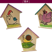 Big Numbers Birds House Birds Nest Materials Kits Children Creative Woodworking Diy Semi-finished Wood Creams Steam Education