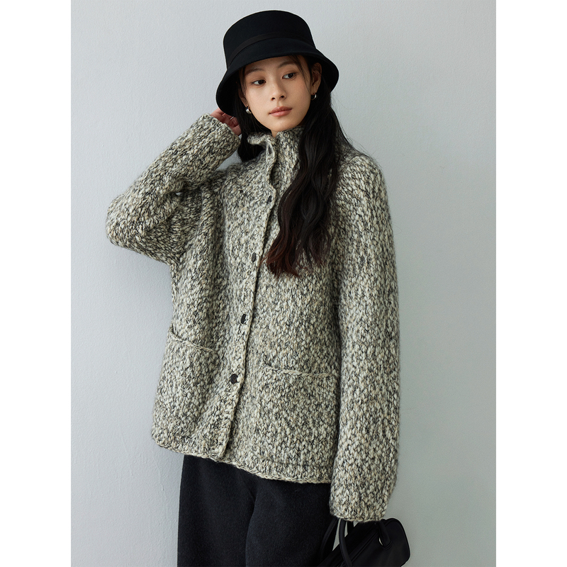 Zhihu/Retro Style~ Italian Imported Baby Alpaca Wool Big Belly Yarn Handmade Crochet Edge Double Pocket Cardigan