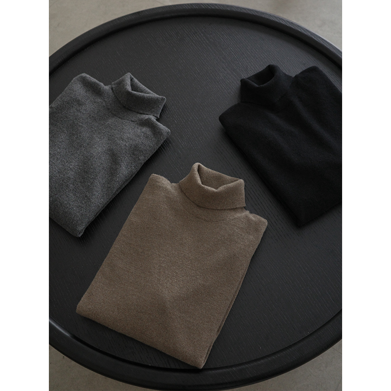 Zhihua Pure Cashmere Men's Turtleneck Double-Collar Knit Pullover Sweater, Thickened for Autumn and Winter, Inner Layer Base Shirt Top