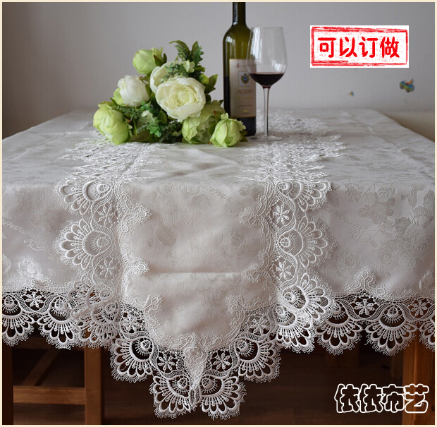 European luxury pastoral tablecloth Simple lace embroidery tablecloth Universal cover towel Coffee table pad TV cabinet cover towel