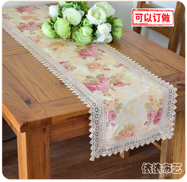 Foreign trade mouth European pastoral fresh dining table cloth Lace edge Long tablecloth Dining cabinet TV cabinet cover towel
