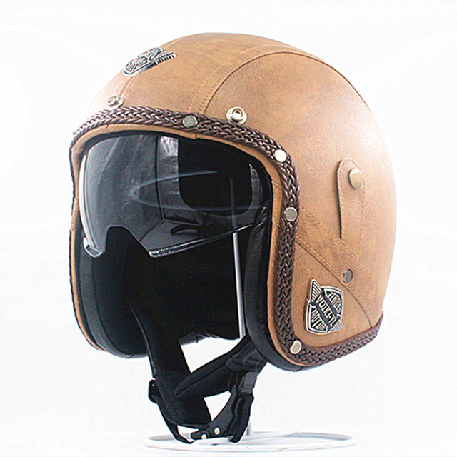 Retro handmade personality helmet Harley motorcycle helmet four seasons helmet electric car men's and women's leather helmet