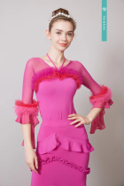 LP dance clothing summer new modern Latin dance clothing chest halter lace one-piece womens mid-sleeve top