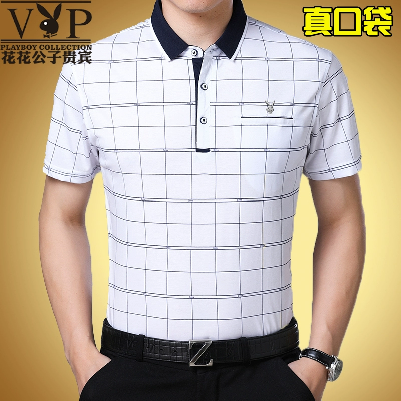 Đàn ông trung niên áo thun ngắn tay nam mùa hè bằng vải cotton mùa hè Đàn ông trung niên lỏng lẻo áo thun tay áo bố áo thun nam cổ tròn