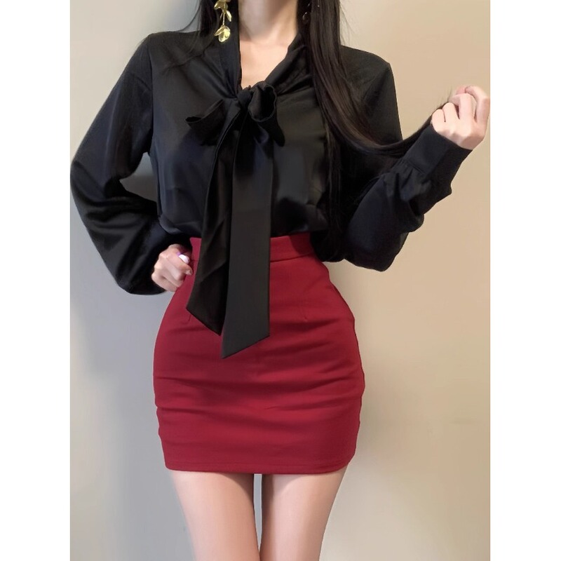 Beautician Workwear Female Hotel Front Desk Professional Shirt Hip-Hugging Skirt Suit Nightclub Bar Foot Bath Technician Work Uniform