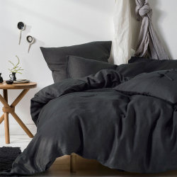 Export comfortable solid color simple rain and dew skin-friendly soft linen quilt cover sheets 100% enzyme sand washed linen