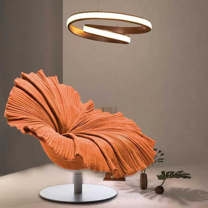 Nordic Designer Profiled single sofa Sofa Chair Brief Living Room Balcony Swivel Chair Fiberglass Flowers Petal Chair
