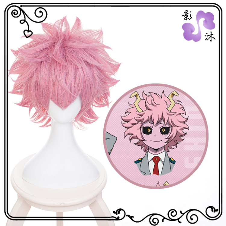 Anime My Boku No Hero Academia Kawaii Cosplay Wig Pink Short Hair