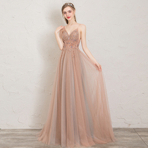  Evening dress female 2021 new sexy annual meeting queen gas field birthday party banquet host long dress skirt