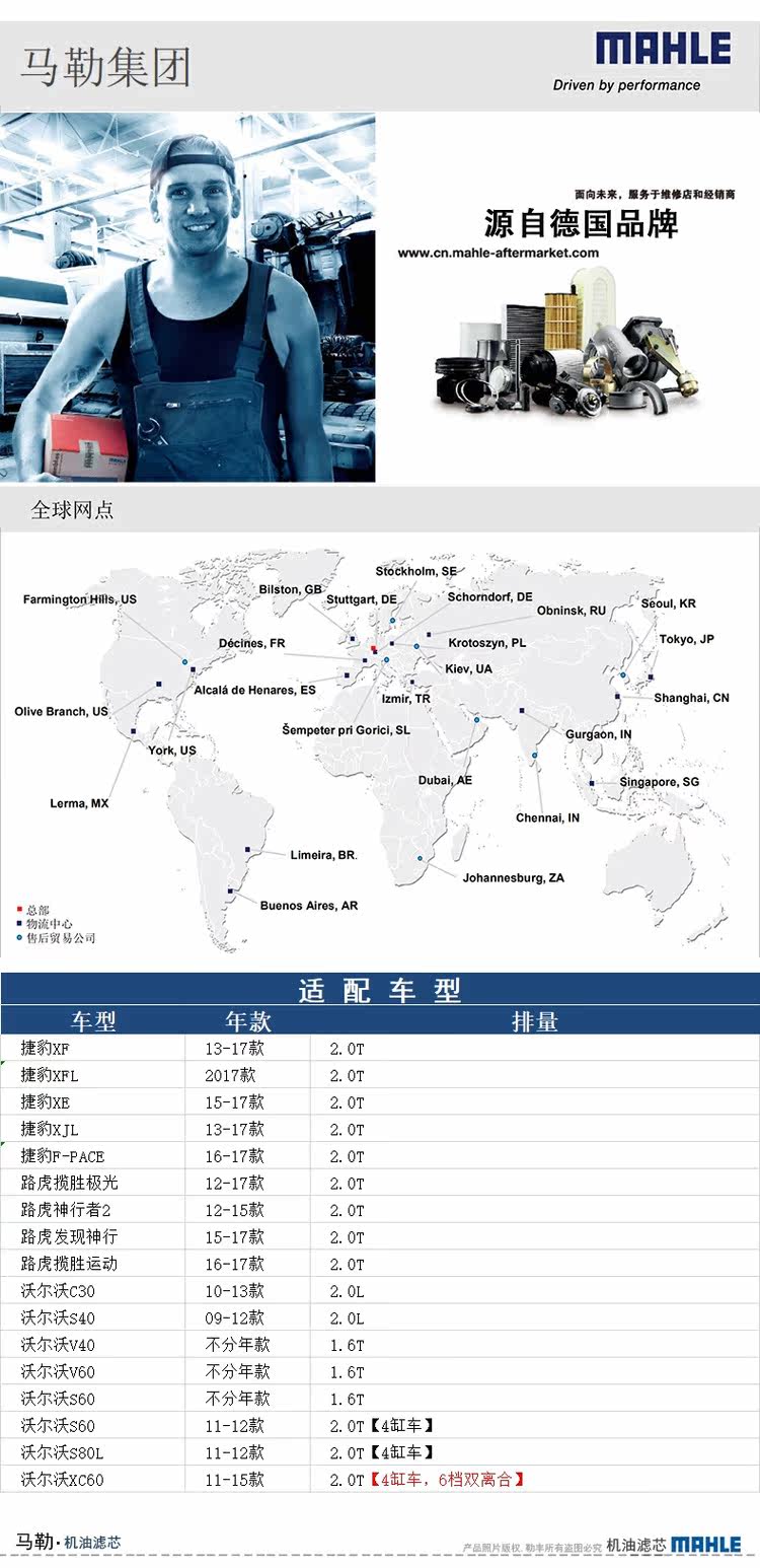 Масляный фильтр 12-17捷豹xfl xe xj f-pace发现神行者2揽胜运动极光机滤机油滤芯
