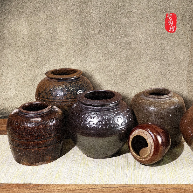 Old Pottery Pots, Vintage Ceramic Jars, Gold-Inlaid Repair of Old Objects, Flower Pots, Tabletop Zen-Style Chinese Flower Arrangement Vessels, Decorative Items