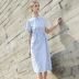 Một phụ nữ mùa xuân và mùa hè mới khí chất mới váy đầm mỏng thời trang dài áo cotton - Váy eo cao 	váy ôm body khoét eo	 Váy eo cao