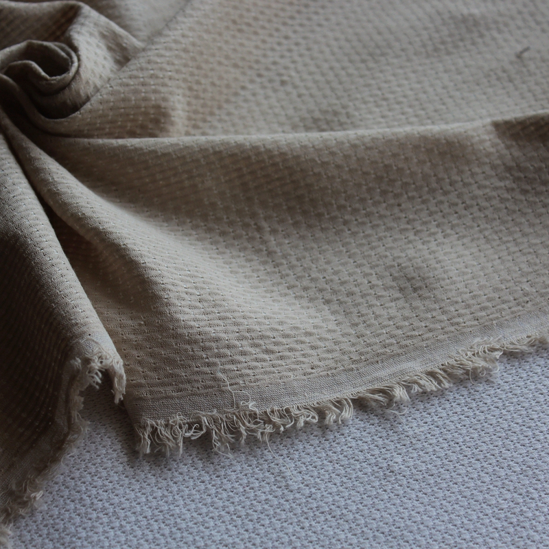 New Pure Cotton Fabric, Khaki White Jacquard Thin Cotton Fabric for Clothing, Jump-Thread Handmade DIY Fabric 1m Price