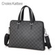 Handbag Men's Trendy Brand Casual Business Plaid Men's Shoulder Bag Messenger Bag PU Leather Business Travel Briefcase File Bag