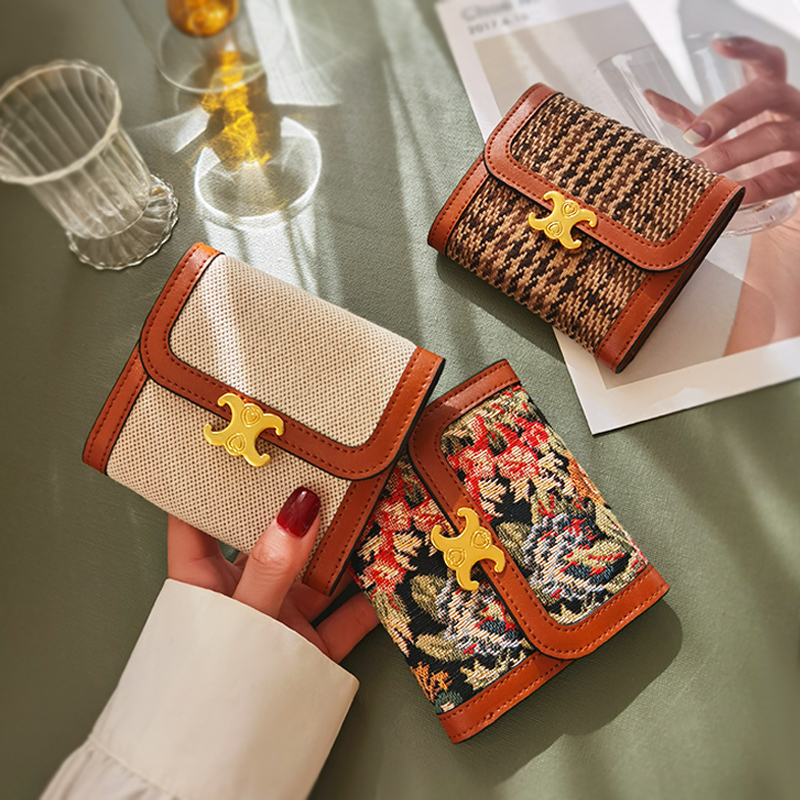 Cowhide Short Wallet for Women, Houndstooth Pattern, 2026 New Fashion Genuine Leather Versatile Multi-Card Slot Ladies' Wallet Trendy