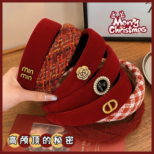 Бордовый ободок, ретро шпильки для волос, аксессуар для волос, коллекция 2023, изысканный стиль