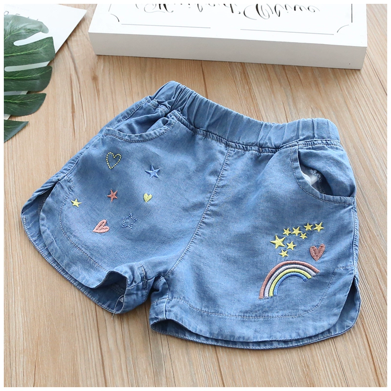 Quần short bé gái mặc quần jeans Tiansi hoang dã 2019 mới dành cho trẻ em mùa hè mỏng phần quần bé nóng bỏng của nước ngoài - Quần jean