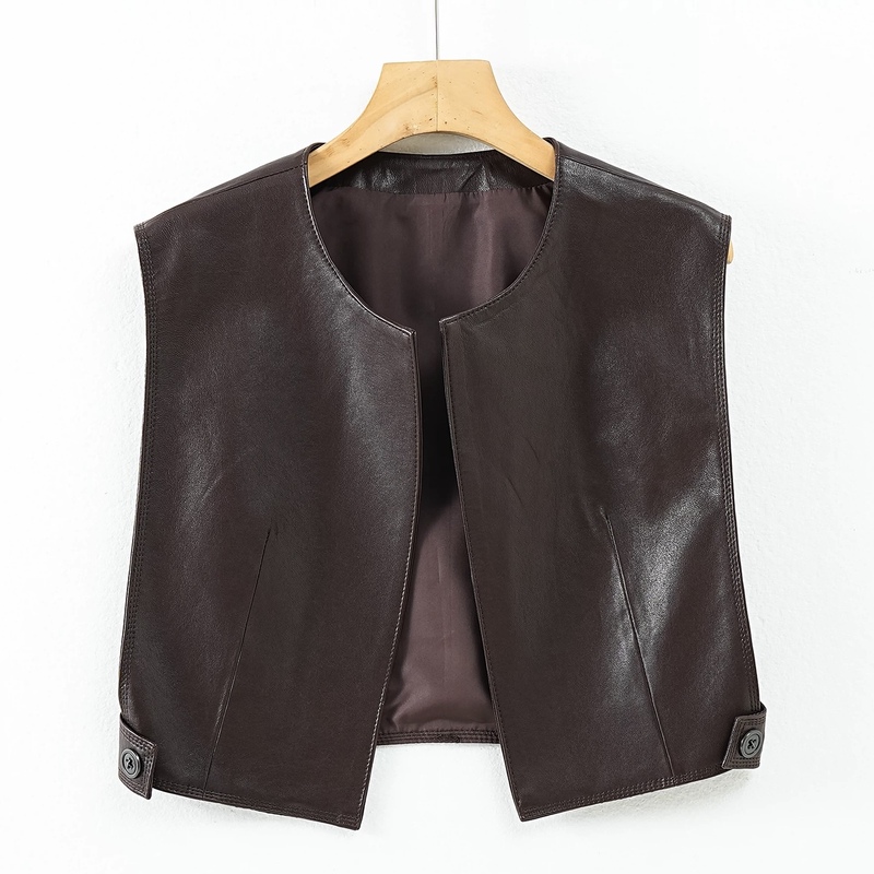 2025 Autumn New Style Vest Leather Jacket for Women, Short Leather Waistcoat for Petite Figures, Fashionable and Versatile Slimming Top for Outerwear 2025 Autumn New Style Vest Leather Jacket for Women, Short Leather Waistcoat for Petite Figures, Fashionable and Versatile Slimming Top for Outerwear