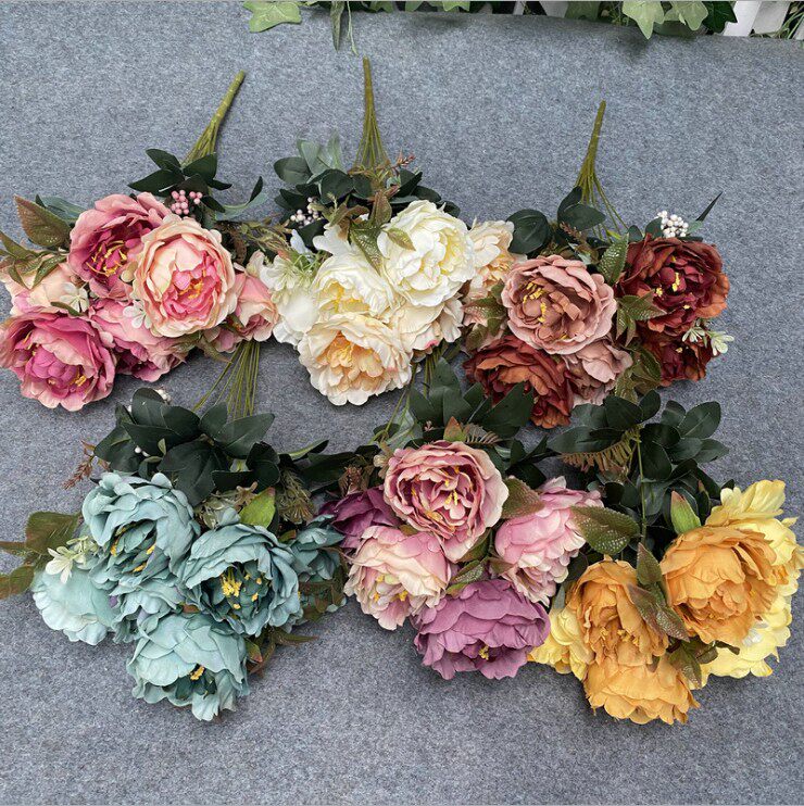 Wedding sanding silk cloth 11 head Xiangfei rose wedding background floral wall decoration road flower making imitation flower material