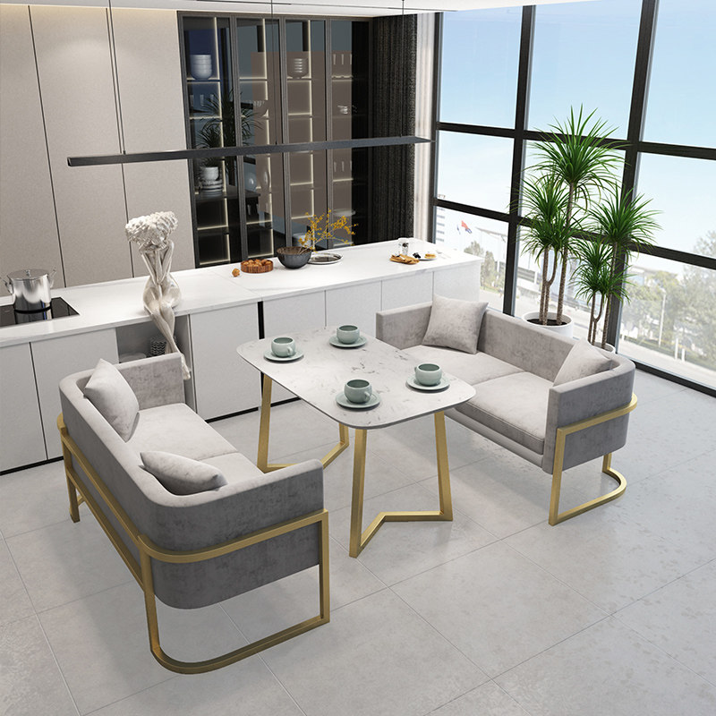 Milk Tea Shop Table and Chair Combination Dessert Shop Cafe Double Card Seat Sofa Sample House Display Center Rest Area Negotiation Reception Table