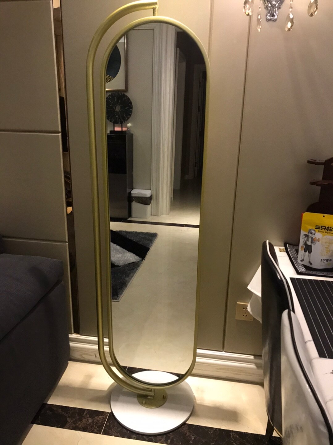 Nordic Light Lavish Brass Gold Rotating Floor Mirror Clothing Full Body Mirror Hotel Dressing Goggles Home Body Full Body Mirror